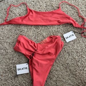 Skatie Coral Pink Two-Piece Bikini